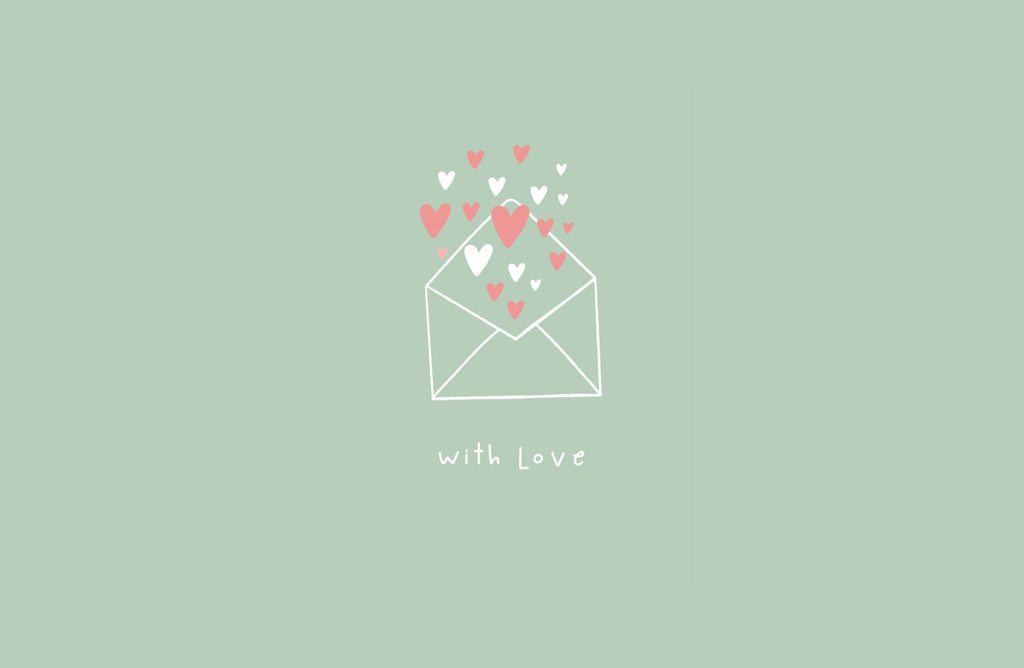 An illustration of an envelope and hearts 